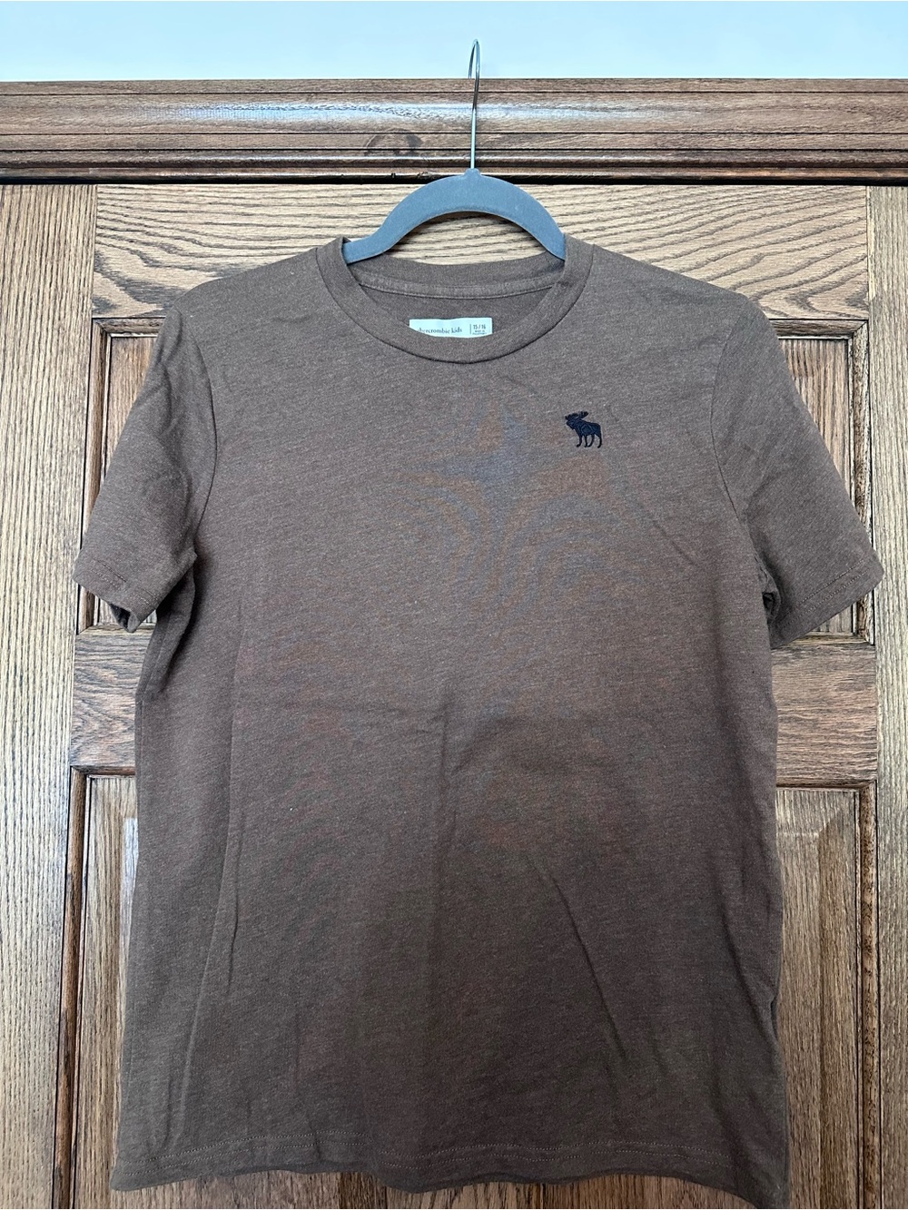 abercrombie kids Brown Short Sleeve Crew Tee with Navy Moose Logo